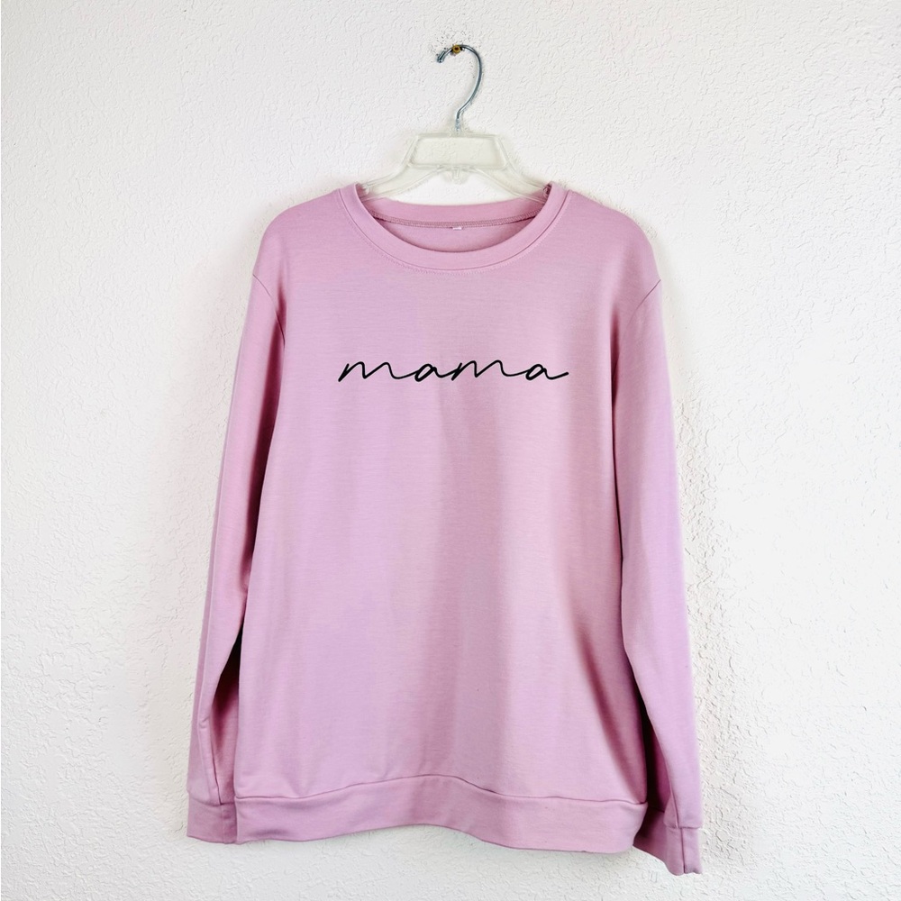 Pink Crew Neck Sweater “Mama”
